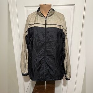 Mens Dunlop Windbreaker Tan Black Long Sleeve Thin Jacket Size Large